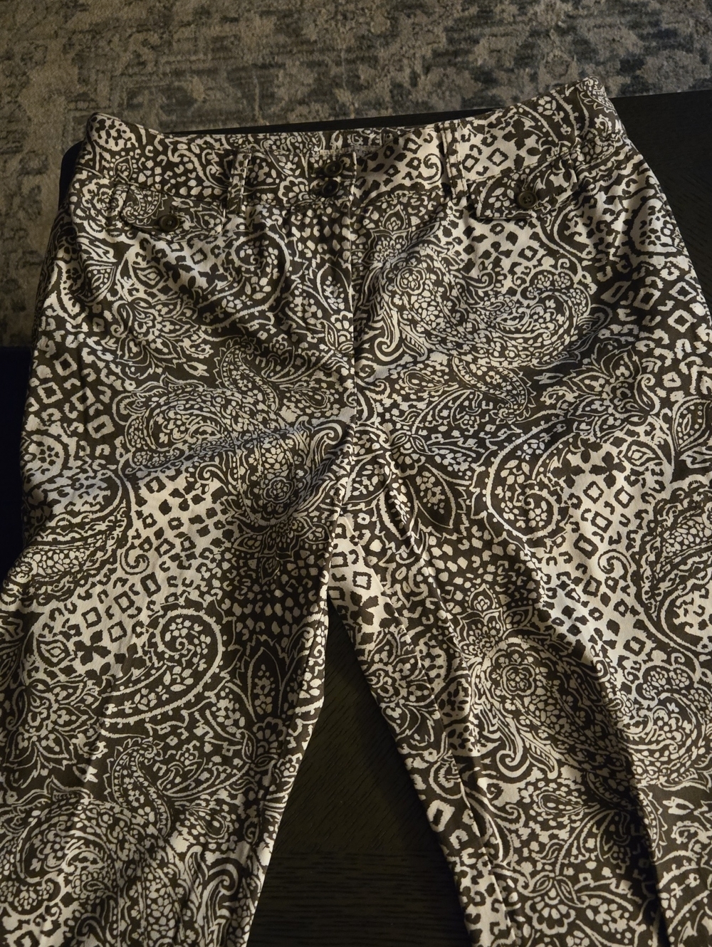 Jones New York Black and White Paisley Ankle Pants